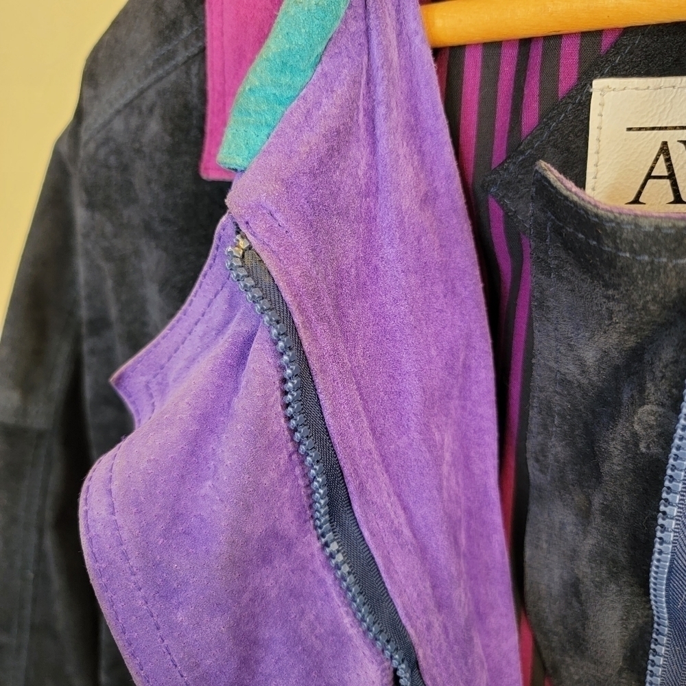 Avanti Colorblock Suede Jacket Size Large - Picture 2 of 10